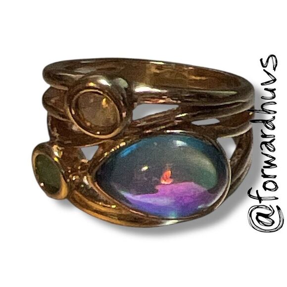 Bundle Sale 3 for $15 | Teardrop Blue-Green Stone Accent Gem Ring Size 6 - Picture 5 of 8